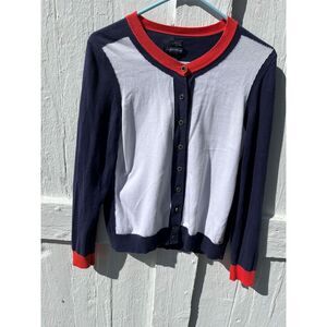 Tommy Hilfiger Women's Medium Pima Cotton Red/White/Blue Cardigan
